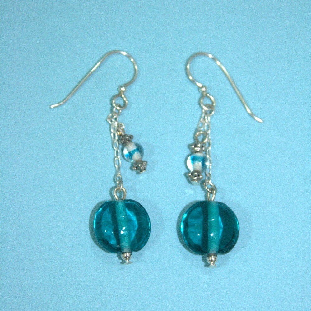 Sterling silver earrings with glass beads